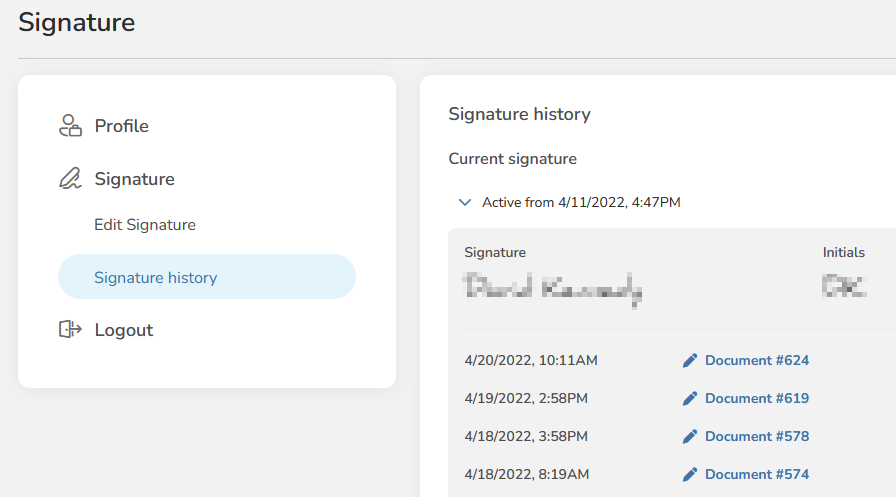  Signature History