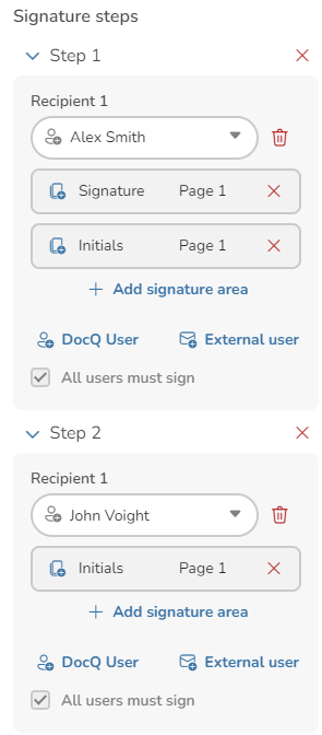 Sharing a document to request e-signatures